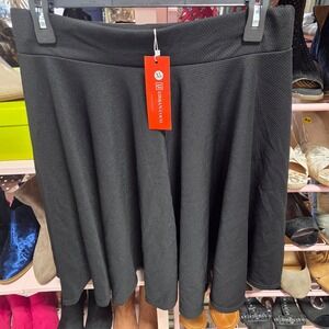 URBAN COCO Black Textured Skater Skirt Elastic Waist XL